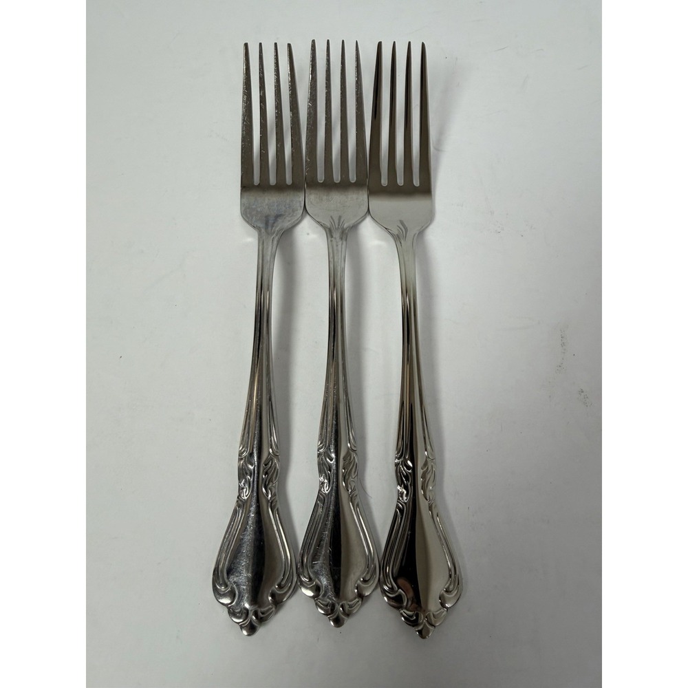 Reed & Barton FAIRISLE 3 Dinner Forks Stainless Scrolls 18/10 Flatware